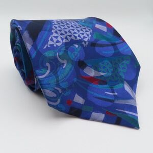 Versace V2 Tie Silk Blue Red Green Abstract 3.5" 56" Italy